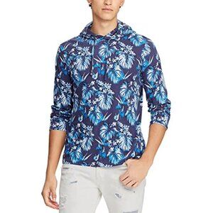 Polo Ralph Lauren Mens Blue Cotton Floral Print Hoodie Size L  Hawaiian Print